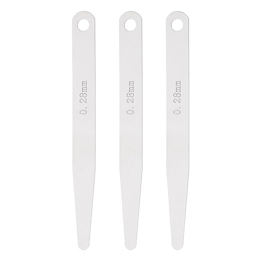 HARFINGTON 3pcs Metric Thickness Feeler Gauge 0.28mm Single Blade Oval Feeler Gauge 3CR-13 Stainless Steel Gap Measuring Tool for Repair Valve Guitar Spark Plug