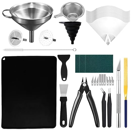 Resin 3D Printer Tool Kit, Stainless Steel Funnel with Strainers, Silicone Mat, Resin Filters & Basic Accessories for SLA/DLP/LCD 3D Printing Post-Processing