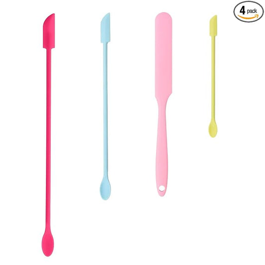 Small Beauty Spatula, 4 Pcs Mini Spatula for Cosmetics Lotion Makeup, Every Drop Tiny Spatula for Makeup and Kitchen Jar, Wax Waxing Body Hair Removal