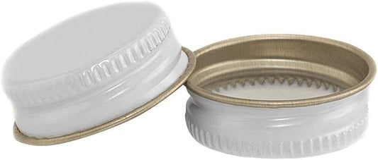 North Mountain Supply - 28-WM-15 28mm White Metal Screw Caps with Plastisol Liner - Pack of 15 Leak Proof Lids