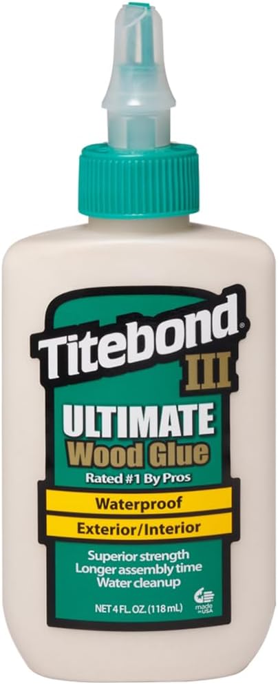 Titebond III Ultimate Wood Glue 4 Oz. (12 Pack) – Premium Professional Woodworking Adhesive, Waterproof, Strong Initial Tack, Interior/Exterior Use, Easy Water Cleanup – 1412