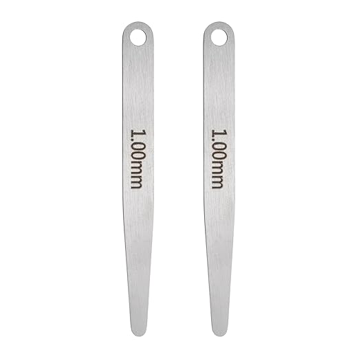 HARFINGTON 2pcs Metric Thickness Feeler Gauge 1mm Single Blade Oval Feeler Gauge 304 Stainless Steel Gap Measuring Tool for Repair Valve Guitar Spark Plug