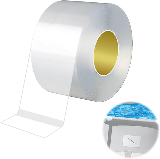 Pool Patch Repair Kit Compatible with Intex, Inflatable Repair Patch Kit for Above Ground Pool, Clear Wet Set Adhesive Tape, Ideal for Bounce House, Tent, Canopy, Air Mattress, 1.97 in x 16.4ft Roll