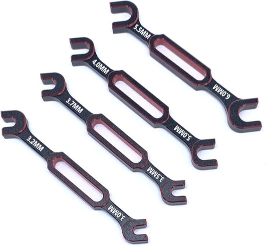 KingVal 4PCS Wrench 3.0/3.2/3.5/3.7/4.0/5.0/5.5/6.0mm Turnbuckle Nut Ball Joint Remover RC Universal Repair Tool Compatible with RC Car Boat RC Drone (Red)