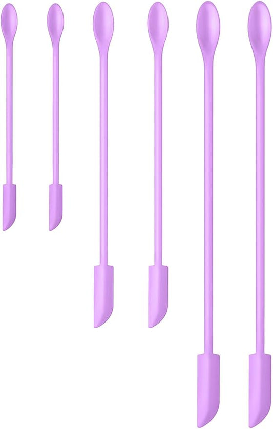 Silicone Spatula Set (6Pcs) - Mini Scraper Tool for Beauty & Food - Reach Every Last Drop, Multi-Size Spatulas for Makeup Jars, Lotion Bottles & Kitchen Containers (Purple)
