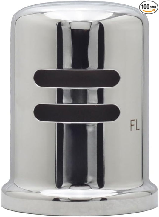 Westbrass D201-1-100-26 1-3/4" x 2-3/4" Solid Brass Air Gap Cap Only, Skirted, Polished Chrome (100-Pack)