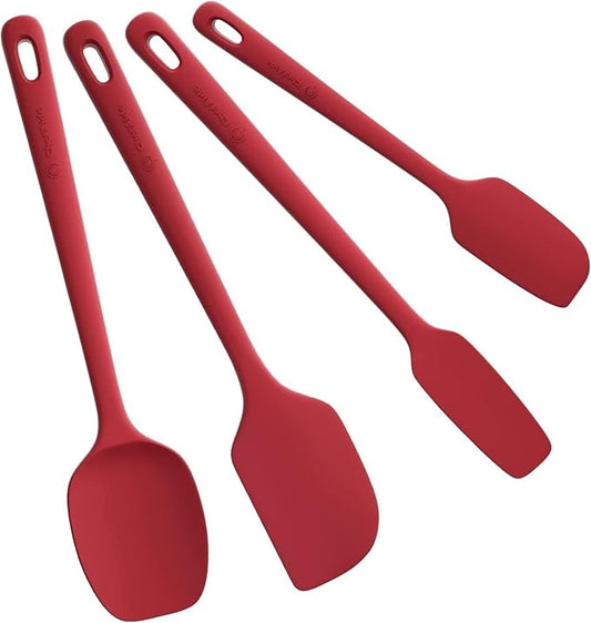 ChefAide 4 Pieces Silicone Spatula Set, Food Grade Rubber Spatula, Upgrade Strong Handle with Ergonomic Grip, Heat Resistant for Nonstick Cookware, Cooking