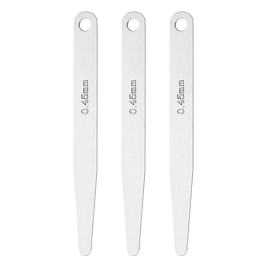 HARFINGTON 3pcs Metric Thickness Feeler Gauge 0.45mm Single Blade Oval Feeler Gauge 3CR-13 Stainless Steel Gap Measuring Tool for Repair Valve Guitar Spark Plug