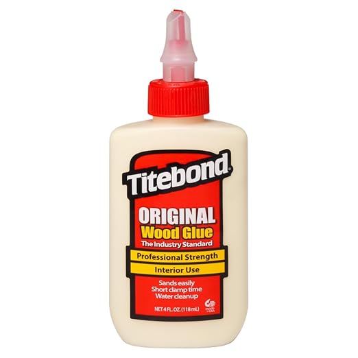 Titebond Original Wood Glue 5062, Industry Standard for Woodworking, Furniture Repair/Assembly, Construction, Home Repair or Modeling, 4 oz
