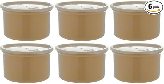 Carlisle FoodService Products Classic Round Storage Container Crock with Lid for Kitchen, Restaurants, Home, Plastic, 1.5 Quarts, Beige, (Pack of 6)
