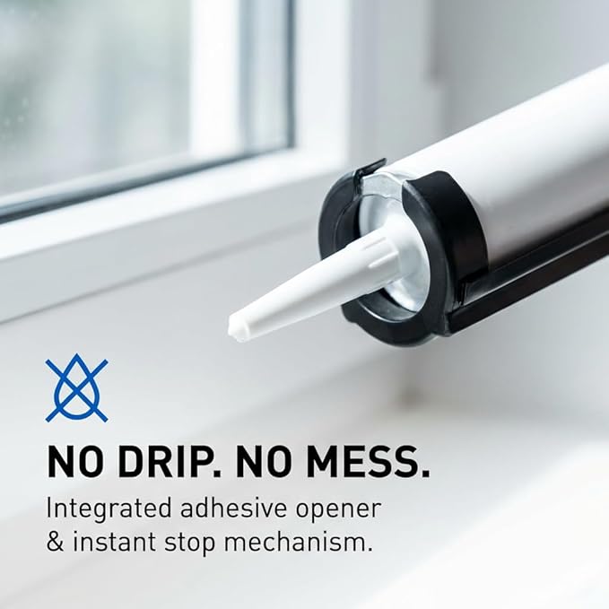 Heavy Duty Caulking Gun | 12V Cordless Drive | 29oz Cartridges 856ml 1 Quart | 450lbs Thrust | No Drip Professional Calking for Painters, DIYers, Automotive, Contractors