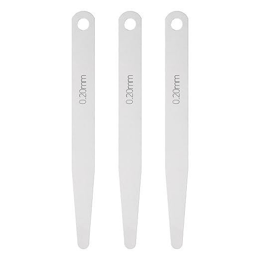 HARFINGTON 3pcs Metric Thickness Feeler Gauge 0.2mm Single Blade Oval Feeler Gauge 3CR-13 Stainless Steel Gap Measuring Tool for Repair Valve Guitar Spark Plug