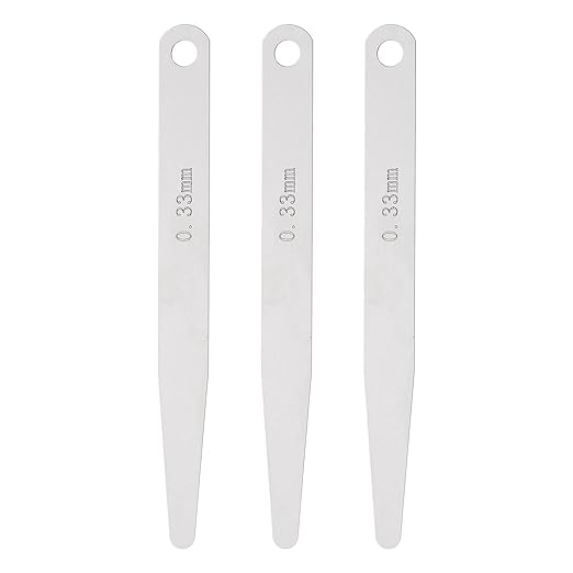 HARFINGTON 3pcs Metric Thickness Feeler Gauge 0.33mm Single Blade Oval Feeler Gauge 3CR-13 Stainless Steel Gap Measuring Tool for Repair Valve Guitar Spark Plug
