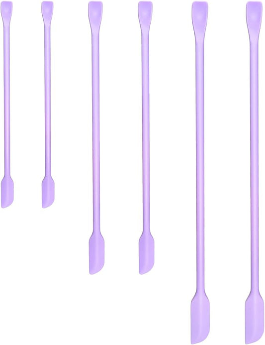 Silicone Spatula Set (6Pcs) - Mini Scraper Tool for Beauty & Food - Reach Every Last Drop, Multi-Size Spatulas for Makeup Jars, Lotion Bottles & Kitchen Containers (Purple)