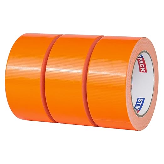 3 Rolls Orange Duct Tape, Heavy Duty Strong Industrial Colored Duct Tape 9mil x 2inch x 25yds Flexible, No Residue, Waterproof and Tear by Hand, Multi-Use for Indoor & Outdoor Repairs