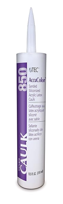 TEC AccuColor - Siliconized Sanded Acrylic Caulk - Fast-Drying and Paintable Sealant Designed to Match Other TEC Grout Colors - 10.5 OZ - 909 Sterling Color
