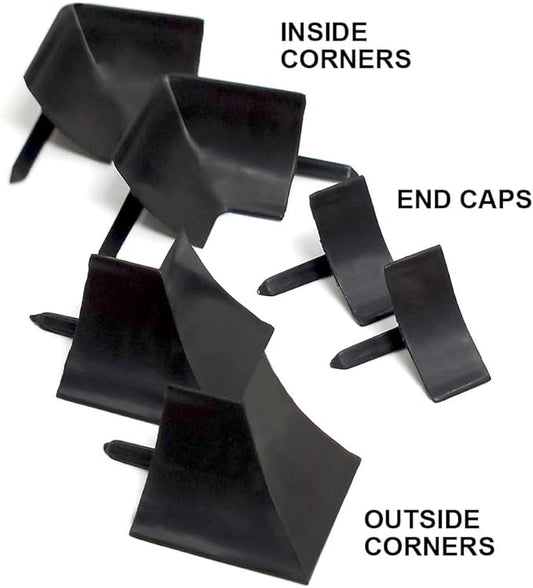 InstaTrim Corner & End Caps - Six Black 1/2" Wide Trim Corner and End Pieces - Finishing Caps for Corners & Exposed Ends - Paintable