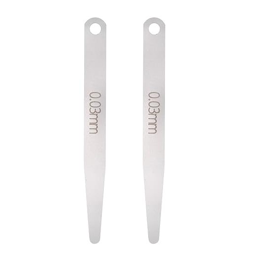HARFINGTON 2pcs Metric Thickness Feeler Gauge 0.03mm Single Blade Oval Feeler Gauge 304 Stainless Steel Gap Measuring Tool for Repair Valve Guitar Spark Plug