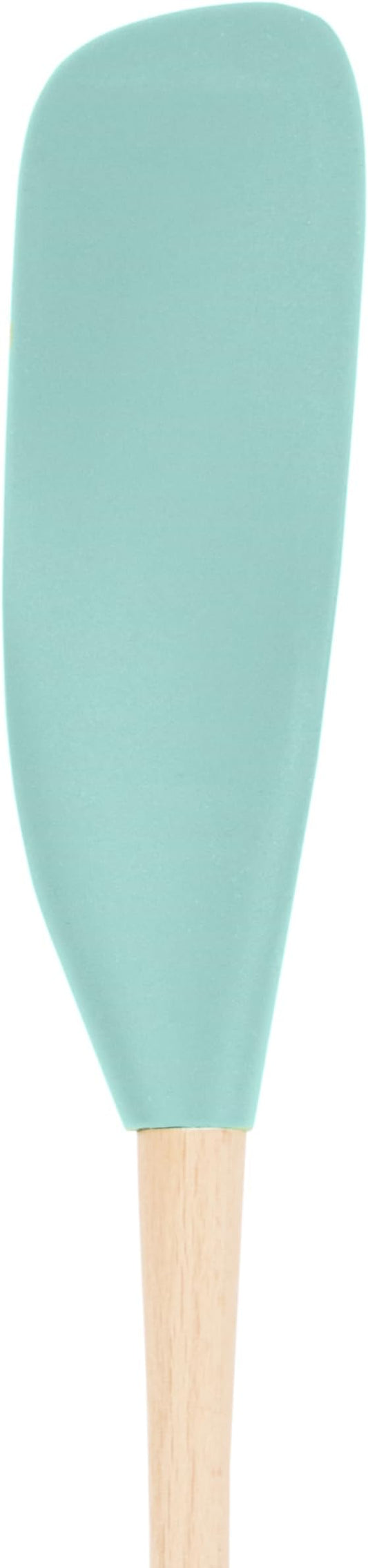 Tovolo Flex Core Jar Scraper With Wood Handle Long Silicone Spatula For Peanut Butter Jelly Jars, Heat Resistant BPA Free Long Handle Jar Spatula for Scraping Spreading Aqua Seafoam Green