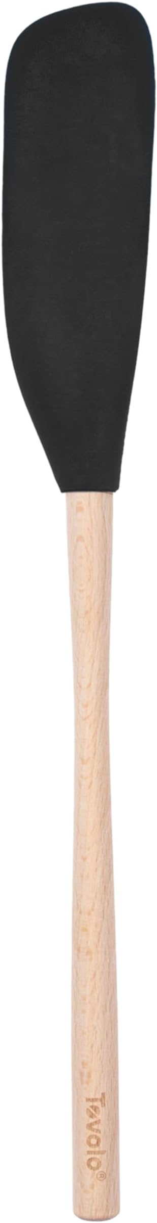 Tovolo Flex Core Jar Scraper With Wood Handle Long Silicone Spatula For Peanut Butter Jelly Jars, Heat Resistant BPA Free Long Handle Jar Spatula for Scraping Spreading Black