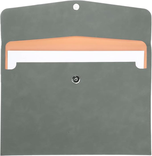 PATIKIL PU Leather File Folders, 7.9x10.6 A4 Document Holder Waterproof Envelope Folder with Snap Closure, Portable Portfolio Organizer Case for Paper Receipt, Gray