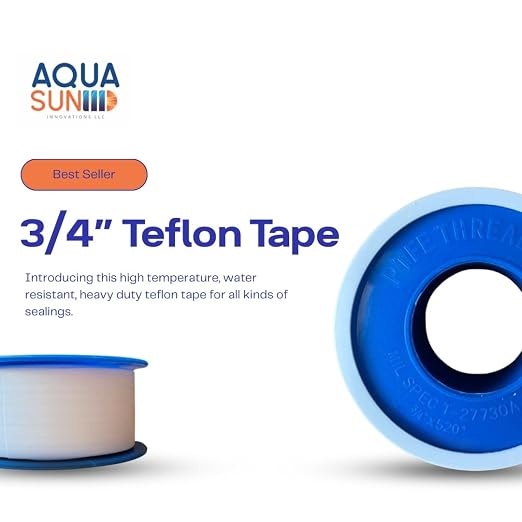 Teflon Tape 3/4 Inch x 520” – PTFE Thread Seal Tape for Plumbers, Pipe Fittings, Air & Water Lines – Leak-Proof, Non-Stick, Easy to Apply (1)
