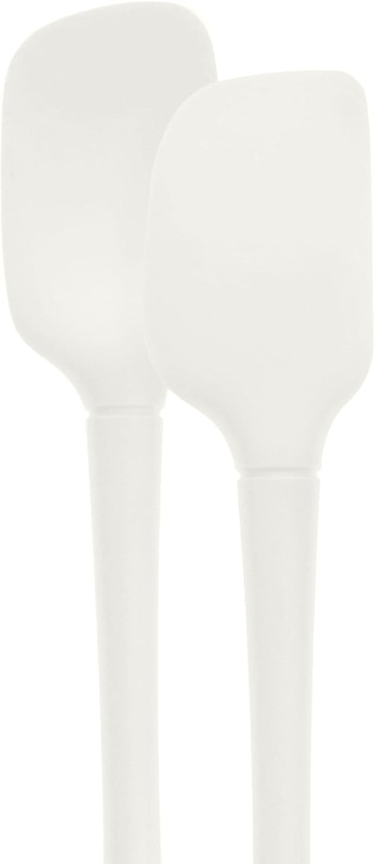 Tovolo Flex Core Mini Silicone Spatula Spoonula Set of 2 for Cast Iron Non Stick Cooking & Baking, Dishwasher Safe Spatula & Spoonula All Silicone Heat Resistant BPA Free Kitchen Utensil, White