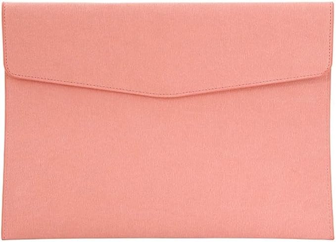 A4 PU Leather File Holder Document Folder Pink Thin Waterproof Portfolio Filing Envelope Oragnizer Pocket Storage Case with Snap Closure for Receipt Contract Stationery Tablet