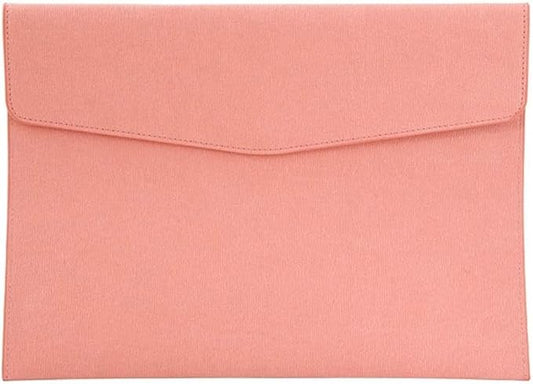 A4 PU Leather File Holder Document Folder Pink Thin Waterproof Portfolio Filing Envelope Oragnizer Pocket Storage Case with Snap Closure for Receipt Contract Stationery Tablet