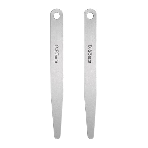 HARFINGTON 2pcs Metric Thickness Feeler Gauge 0.85mm Single Blade Oval Feeler Gauge 304 Stainless Steel Gap Measuring Tool for Repair Valve Guitar Spark Plug