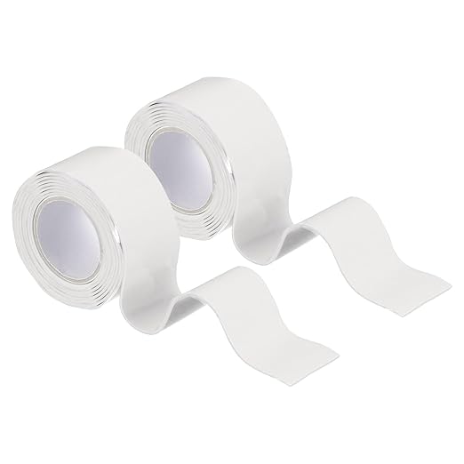 uxcell 2 Pcs Self Fusing Silicone Tape, 1" x 3ft Waterproof Water Leak Sealing Tape for Plumbing Pipe Hose Repair Handles, White (0.5mm Thick)