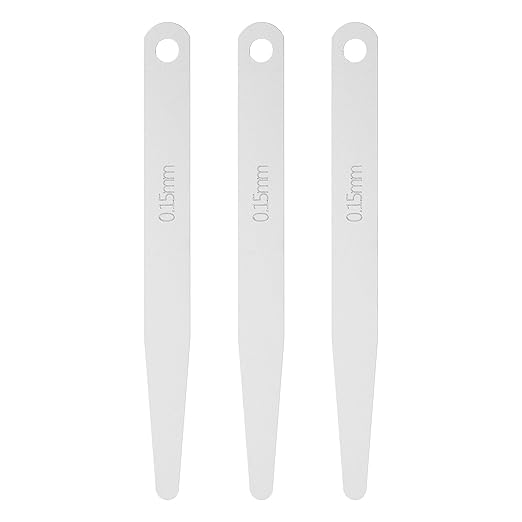 HARFINGTON 3pcs Metric Thickness Feeler Gauge 0.15mm Single Blade Oval Feeler Gauge 3CR-13 Stainless Steel Gap Measuring Tool for Repair Valve Guitar Spark Plug