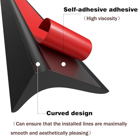 Water Dam Silicone Waterproof Barrier Bathroom and Kitchen Water Strip Coving Edging Strip（Black-3.3m）