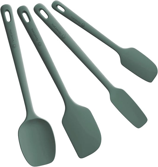 ChefAide 4 Pieces Silicone Spatula Set, Food Grade Rubber Spatula, Upgrade Strong Handle with Ergonomic Grip, Heat Resistant for Nonstick Cookware, Cooking