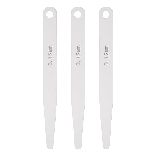 HARFINGTON 3pcs Metric Thickness Feeler Gauge 0.12mm Single Blade Oval Feeler Gauge 3CR-13 Stainless Steel Gap Measuring Tool for Repair Valve Guitar Spark Plug