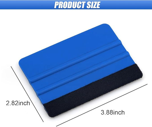 Sleek 4 Inch Plastic Felt Edge Squeegee - Vinyl Scraper Tool for Car Decals, Mini Squeegee Car Window Film Tinting Tool, Vinyl Wrap Wallpaper Smoothing Tool for Car Window Tint, Blue (2PCS)