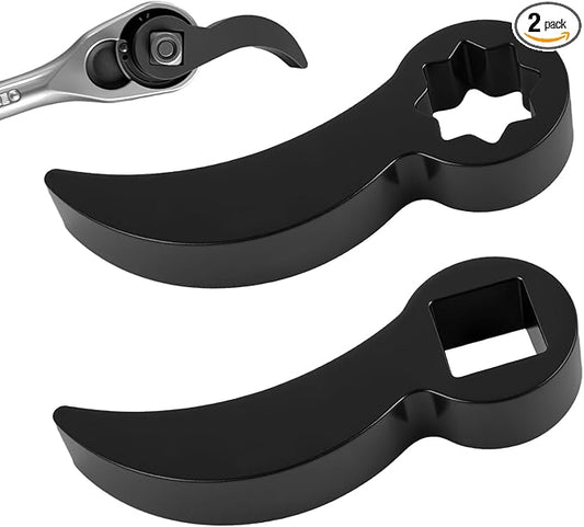 2PCS Pry Bar Wrench Adapter 4-Point & 8-Point with 1/2" Drive,Adjustable Bull Horn Pry Bar Adapter CV Axle Removal Tool,Ratchet Prys Bars Attachment for Half Shaft Removal (Style 1)