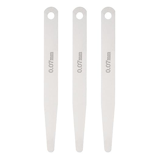 HARFINGTON 3pcs Metric Thickness Feeler Gauge 0.07mm Single Blade Oval Feeler Gauge 3CR-13 Stainless Steel Gap Measuring Tool for Repair Valve Guitar Spark Plug