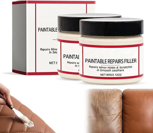 LECDOA Leather Filler, Flexible Fast Drying Leather Repair Compound, Paintable Waterproof Leather Repair Paste, Fixes Holes Tears Cracks Scratches for Car Seats Furniture Shoes (2pcs)