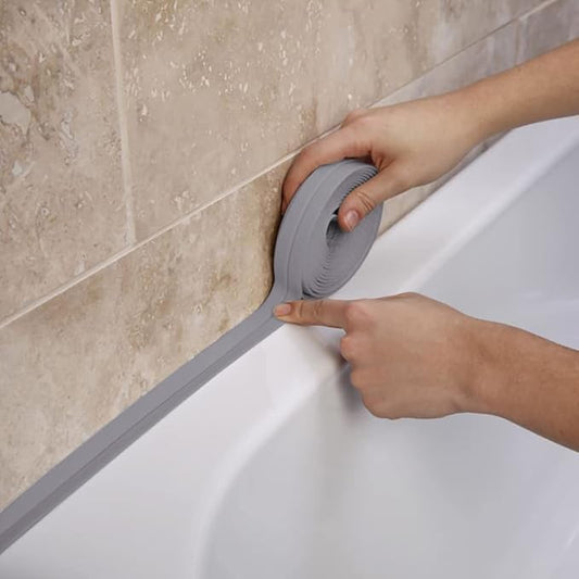 Caulk Strip Tape, Waterproof Dustproof PVC Self Adhesive Caulking Sealing Tape for Kitchen Sink Toilet Bathroom Shower Bathtub Wall(0.86" x6.56',Grey)
