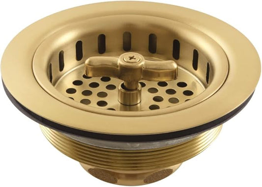 Kingston Brass K212BB Tacoma Spin and Seal Sink Basket Strainer, Brushed Brass