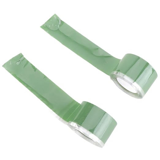 Self Fusing Silicone Tape, Waterproof Insulation Adhesive Tape, 2 Rolls 1.5m x 2.5cm - Heat, Easy Tear, Durable Pipe and Hose Repair Solution (Green)
