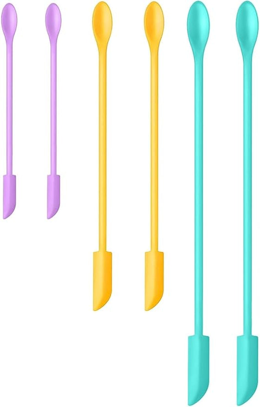 Silicone Spatula Set (6Pcs) - Mini Scraper Tool for Beauty & Food - Reach Every Last Drop, Multi-Size Spatulas for Makeup Jars, Lotion Bottles & Kitchen Containers (Color #2)
