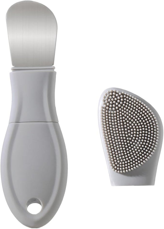 Blackhead Remover Tool,Silicone Face Scrubber, 2 in 1 Nose Scraper for Deep Cleansing,Skin Scrubber Face Spatula, Nose Blackhead Remover, Pore Cleaner Skin Care Tool for Men and Women (Light Gray)