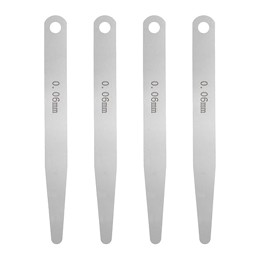 HARFINGTON 4pcs Metric Thickness Feeler Gauge 0.06mm Single Blade Oval Feeler Gauge 304 Stainless Steel Gap Measuring Tool for Repair Valve Guitar Spark Plug