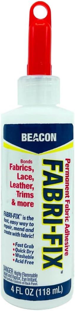 BEACON Fabri-Fix Bonding Solution - Fast Grab & Quick Dry for Fabric, Leather & More - No Heat, No Mess & Burn-Free, 4-Ounce