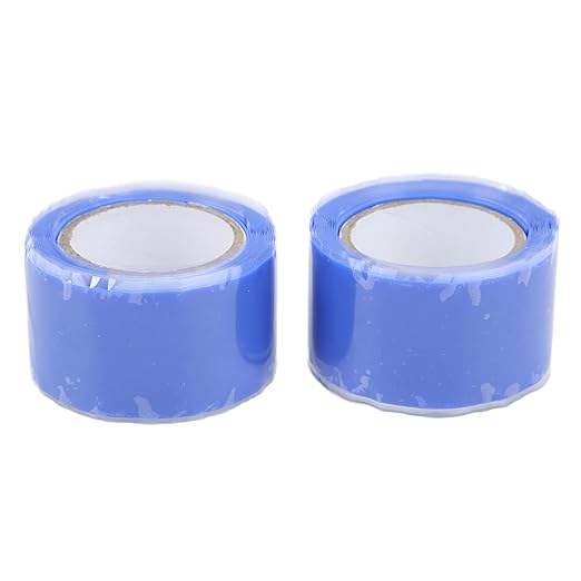 Self Fusing Silicone Tape, Waterproof Insulation Adhesive Tape, 2 Rolls 1.5m x 2.5cm - Heat, Easy Tear, Durable Pipe and Hose Repair Solution (Blue)