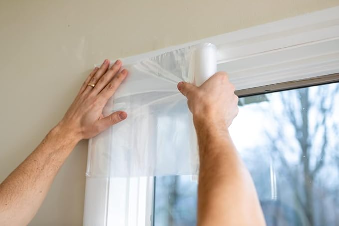 Duck Brand Window Insulation Kit - Winter Seal Kit Fits up to 10 Windows - Rolled Shrink Film Cuts to Size for Easy Indoor Installation - Tape Included - 62 in. by 420 in.- Clear