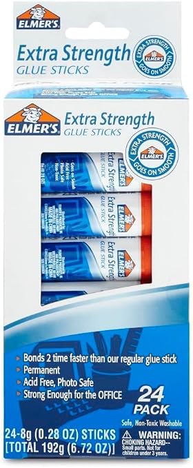 Elmer's Extra Strength Glue Sticks Washable 8 Grams 24 Count, #1 Teacher Brand (Pack of 12)