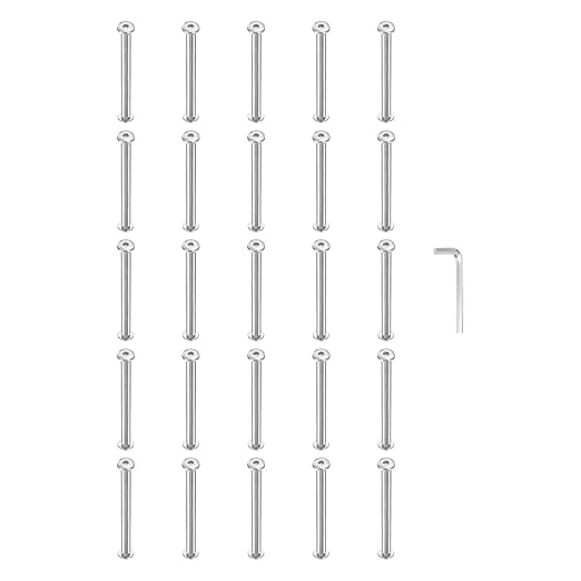 PATIKIL M4x4mm Hex Chicago Screws 5x60mm, 10Pcs 304 Stainless Steel Metric Hex Drive Socket Cap Binding Post Screw Posts for Scrapbook Leather Belt Album Furniture Repair, Silver